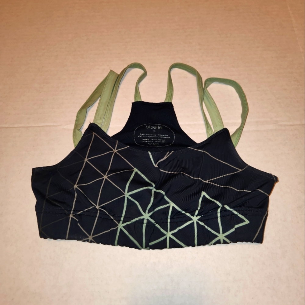 Oiselle Verrazano Blue and Green Sports Bra. Size 6 (Medium)
